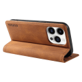 Miniatyrbild 4 av 5: För Iphone 15 Pro Max Skin-touch Pu Läder Shell Plånboksställ Cover Brown