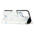 Miniatyrbild 4 av 5: För Iphone 15 Pro Plånboksställ Pu Läder Phone case Mönster Utskrift Anti-dropp cover White Marble