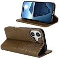 Miniatyrbillede 2 af 5: PU-læder kalveskinds tekstureret magnetisk lukning smartphone cover til iPhone 16 Plus Multicolor Style E