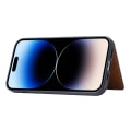 Pikkukuva 5 / 5: IPhone 15 Plus -puhelinkotelo jalustalla ja korttipaikalla, vasikannahkajäljitelmä PU-nahkaa + naarmuuntumaton TPU-suojus Black