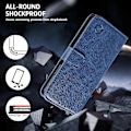 Miniatyrbild 5 av 5: För iPhone 16 Pro Skal Enfärgat Läder Vikbart Ställ Plånbok Läder Telefonskal - Svart Multicolor Dark Blue