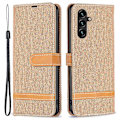 Pikkukuva 1 / 5: Samsung Galaxy A15 4G -puhelimen kotelo, farkkukangasta ja PU-nahkaa yhdistettynä Multicolor Style H