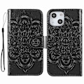 Miniatyrbild 1 av 5: Präglad Mandala Blomma PU Läder Telefonställ Skydd Plånboksfodral med Rem för iPhone 13 6.1 tum Multicolor Style A
