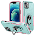 Pikkukuva 1 / 5: iPhone 15 PC+TPU Iskunkestävä Suojakuori Pudotussuojaava Puhelinkotelo Sormuksella ja Jalustalla Multicolor Style H