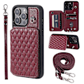 Miniatyrbillede 1 af 5: Style 008 RFID-blokerende telefoncover til iPhone 15 Pro Max Stødsikkert PU+TPU telefonskal med stropper Multicolor Style B