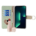 Miniatyrbild 2 av 5: För iPhone 15 Pro PU Läder Ringhållare Telefonfodral Plånboksställ Fullt Skydd Skal med Sminkspegel Multicolor Style A