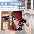 Miniatyrbillede 5 af 5: Læder telefoncover med pung, stativ og håndledsrem til iPhone 16 Pro Max - Grøn Multicolor Brown