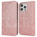 Miniatyrbillede 1 af 5: PU læder kalveskinds tekstur magnetisk lukning smartphone cover til iPhone 16 Pro Max Multicolor Style H