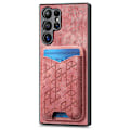Miniatyrbillede 2 af 5: Til Samsung Galaxy S24 Ultra Etui Præget Mønster Kortholder Støtteben Læder Bagcover Multicolor Style A