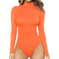 Miniatyrbilde 1 av 5: Dame Mock Turtle Neck Langermet Topper Body Jumpsuit Long Sleeve Orange Small