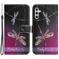 Miniatyrbild 1 av 5: För Samsung Galaxy A34 5g Flip-plånbok 3d-mönsterutskrift Phone case Cross Texture Pu-läderställ Magnetisk repsäkert Cover Dragonflies