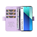 Miniatyrbillede 2 af 5: YIKATU YK-003 Læder Wallet Case med Magnetisk Side Lukning til Xiaomi Redmi Note 13 4G Multicolor Light Purple