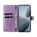 Miniatyrbillede 2 af 5: KT Imprinting Flower Series-3 til Xiaomi 14T Etui Katte Træ Mønster Flip Læder Telefon Cover Multicolor Style C