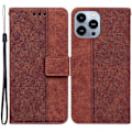 Miniatyrbillede 1 af 5: Til iPhone 15 Pro Max Geometri Præget PU Læder Telefon Cover Foldbart Stativ Wallet Cover Multicolor Style E