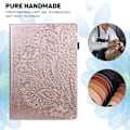 Miniatyrbild 5 av 5: För Amazon Fire Max 11 Pu Läder Case Korthållare Mönstertryckt Stativ Cover Rose Gold