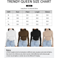 Miniatyrbillede 5 af 5: Dame Turtleneck Langærmet Trøjer Efterårsmode Basic Lagdeling Slim Fit Blød Termisk Undertøj Toppe Beige X-Large