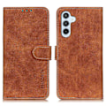 Miniatyrbillede 1 af 5: KHAZNEH Læder Wallet Mobiltelefon Cover til Samsung Galaxy A15 4G (Retro Tekstur) Multicolor Style D