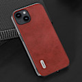 Miniatyrbild 2 av 3: För Iphone 15 Plus case Pu-läderbelagd Tpu+pc Cowhide Texture Cover Red