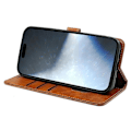 Miniatyrbillede 3 af 5: Kalveskinds tekstur læder etui med stativ i bogstil til iPhone 16 Pro Max Multicolor Style C