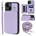 Miniatyrbillede 1 af 5: Style 008 Til iPhone 15 Plus RFID Blokerende Stødsikkert Cover PU+TPU Telefon Shell med Stropper Multicolor Style B