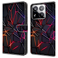 Pikkukuva 1 / 5: Xiaomi 15 Pro -kotelo korttipaikalla, kuvio painettu TPU+PU-nahkainen läppäpuhelimen suojus Multicolor Red Cracks