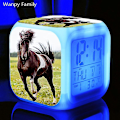 Miniatyrbild 1 av 5: Running Horse Väckarklocka 7 Färg Glödande Led Digital Väckarklocka Barnleksaker Multifunktion Lysande Färgbyte Klockor Reloj Silver