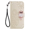 Miniatyrbillede 4 af 5: Pung etui til Samsung Galaxy A56 5G Ugle Blomst Præget Rhinestone Læder Cover Multicolor Style D