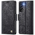 Miniatyrbild 1 av 5: För Samsung Galaxy S21 FE 5G Fodral AUTSPACE A11 RFID-blockerande Retro Läder Mobiltelefon Plånboksfodral Multicolor Black