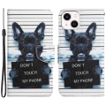 Miniatyrbillede 1 af 5: Til Iphone 15 Plus Folio Pu Læder Stand Wallet Case Mønster Print Telefon Cover Med Rem Don t Touch
