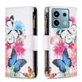 Miniatyrbillede 1 af 5: BF03 Lynlåspung i PU-læder med mønstertryk til Xiaomi Redmi Note 13 Pro 5G/Poco X6 5G Multicolor Two Butterflies