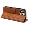 Miniatyrbillede 4 af 5: Kalveskinds tekstur læder etui med stativ i bogstil til iPhone 16 Pro Max Multicolor Style C