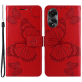 Pikkukuva 1 / 5: Nahkakotelo Oppo A78 4g:lle, Lompakkoteline, Painettu Perhoskuvioinen Puhelinkotelo Red