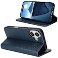 Miniatyrbillede 2 af 5: PU-læder kalveskinds tekstureret magnetisk lukning smartphone cover til iPhone 16 Plus Multicolor Style B