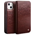 Miniatyrbillede 1 af 5: QIALINO Flip Wallet-etui i ægte læder med fuld beskyttelse og stativ til iPhone 14 Plus Multicolor Style B