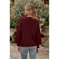 Miniatyrbillede 3 af 5: Dame 2023 Vinter Pullover Sweater Afslappet Langærmet Rund Hals Løs Tyk Strikket Jumper Toppe Bluse Red X-Large