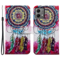 Pikkukuva 1 / 5: Motorola Moto G84 5g puhelinkotelo nahkakuvioinen painatus jalustalla ja rannelenkillä Dream Catcher