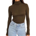Miniatyrbillede 1 af 2: Dame Turtleneck Langærmet Trøjer Efterårsmode Basic Lagdeling Slim Fit Blød Termisk Undertøj Toppe Coffee X-Large