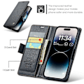 Miniatyrbillede 5 af 5: CASEME 023 Serie Til iPhone 15 Pro Max RFID Blokerende Læder Wallet Case Flip Stand Telefon Cover Multicolor Style A