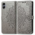 Miniatyrbillede 1 af 5: Til Samsung Galaxy A06 Etui Mandala Præget Design Læder Wallet Telefon Cover- Multicolor Grey