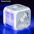 Miniatyrbild 1 av 5: Running Horse Väckarklocka 7 Färg Glödande Led Digital Väckarklocka Barnleksaker Multifunktion Lysande Färgbyte Klockor Reloj Deep Blue