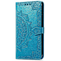 Miniatyrbillede 5 af 5: Til Samsung Galaxy A06 Etui Mandala Præget Design Læder Wallet Telefon Cover - Grå Multicolor Blue