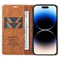 Miniatyrbild 2 av 5: För Iphone 15 Pro Max Skin-touch Pu Läder Shell Plånboksställ Cover Brown