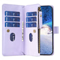 Miniatyrbillede 2 af 5: BF Style-19 PU Læder Telefon Cover Flip Wallet Stand med Lynlåslomme til iPhone 15 Pro Max Multicolor Style F