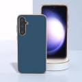 Miniatyrbillede 2 af 5: Til Samsung Galaxy S23 Fe Nano Elektroplettering Telefon Cover Silkeagtig Koskind Læder Belagt Tpu+pc Cover Blue