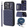 Miniatyrbillede 1 af 5: Style 008 RFID-blokerende telefoncover til iPhone 15 Pro Max Stødsikkert PU+TPU telefonskal med stropper Multicolor Style E