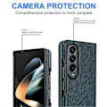 Pikkukuva 4 / 5: Samsung Galaxy Z Fold4 5G Iskunkestävä Puhelinkotelo PU-nahka+PC Ristikkäiskuvioitu Suojus Multicolor Style C