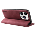 Miniatyrbillede 4 af 5: Til Iphone 15 Pro Max Hud-berørings PU Læder Shell Wallet Stand Telefon Cover Wine Red