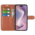 Miniatyrbillede 2 af 5: Læder telefoncover med pung og litchi-tekstur til iPhone 16 Multicolor Style A