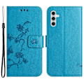 Pikkukuva 1 / 5: Samsung Galaxy S23 FE PU-nahkakukkaro puhelinkotelo perhos- ja kukkaprintillä, jalustalla Multicolor Style A