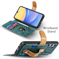 Pikkukuva 3 / 5: Samsung Galaxy A06s -kotelon lompakko retro nahkainen puhelinkotelo rannekkeella ja jalustalla Multicolor Green